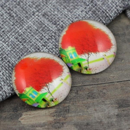 Kaboszon szklany z grafiką drzewo jesienne 30mm