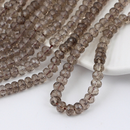 Kwarc dymny oponka fasetowana 6x4mm