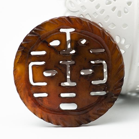 Jadeit antyczny rzeźbiony zawieszka 55mm