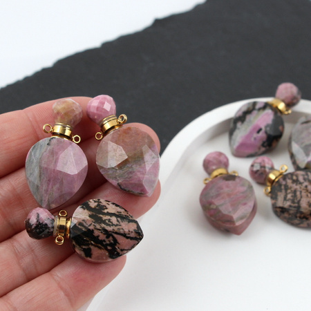 Rodonit zawieszka perfumetka z odkręcanym korkiem 37x20mm