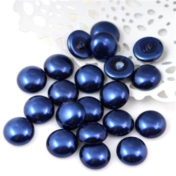 Glass Pearl Cabochon Midnight Blue 10mm