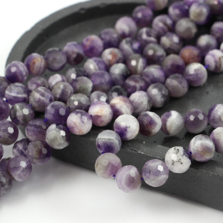 Ametyst chevron kula fasetowana 12mm