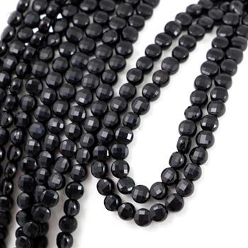 Spinel czarny moneta fasetowana 4mm [20szt]