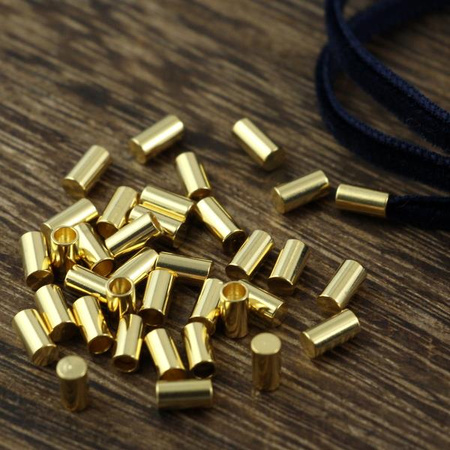 Końcówka do rzemienia lub chokera pozłacana 2mm stal szlachetna 