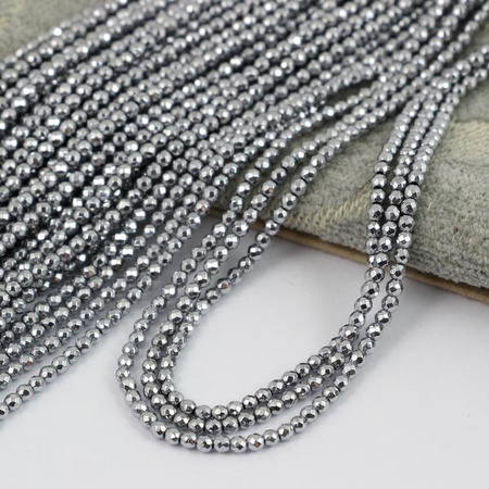 Hematyt srebrny kula fasetowana 2mm [sznur 40cm]