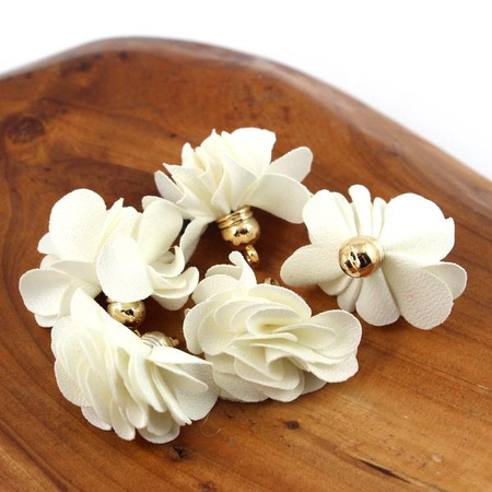 Ozdobny kwiatek w tulejce kremowy 28mm