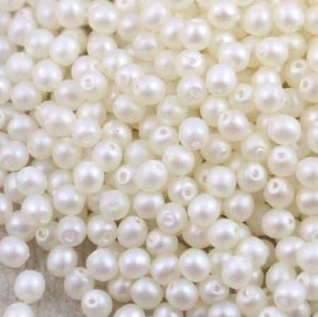 Round Beads Velvet Snowflake White 6mm [30szt]