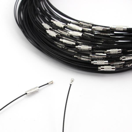 Baza naszyjnika linka z zapięciem skręcanym czarna 45cm