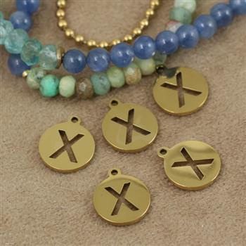 Zawieszka stal szlachetna pozłacana 10mm litera X