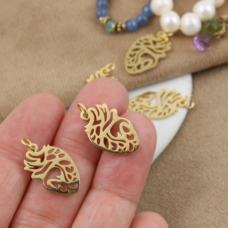 Zawieszka serce stal szlachetny pozłacana 20x12mm