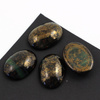 Kaboszon szklany Green - Gold Splash owal 25x18mm
