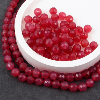 Agat brazylijski kula fasetowana czerwono-różowa 8mm