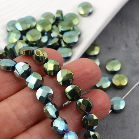 Hematyt moneta fasetowana zielona 8mm