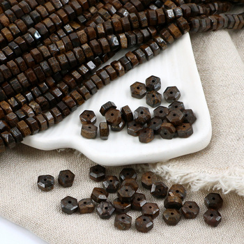 Bronzyt dysk sześciokątny fasetowany 6x3,5mm