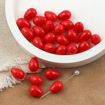 Koralik szklany kropla czerwona 12x8mm