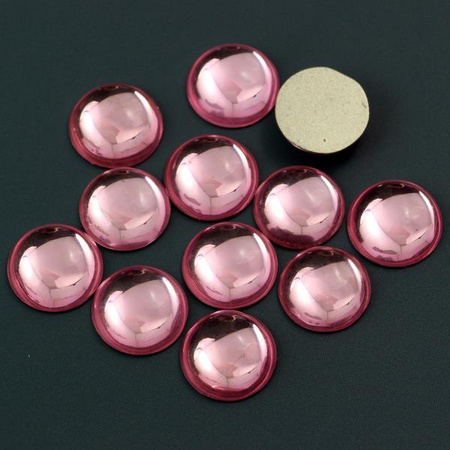 Kaboszon szklany moneta różowa 17mm