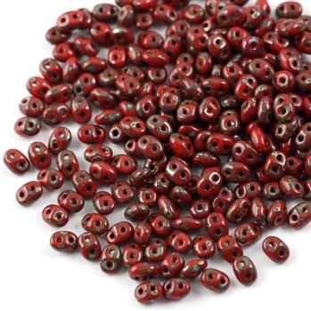 SuperDuo 2.5x5mm Opaque Red  Silver Picasso [5g]