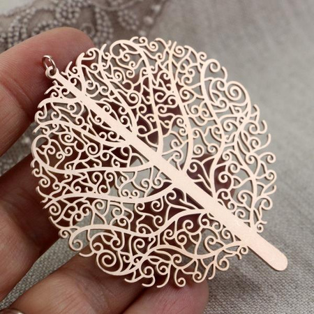 Zawieszka ażurowa drzewo stal szlachetna Rose Gold 70x60mm