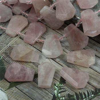 Kwarc różowy zawieszka trapez 30x20mm