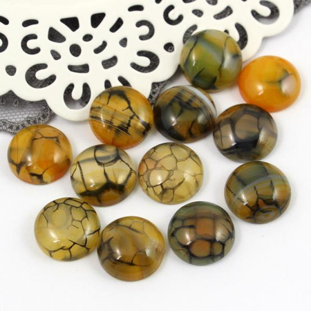 Kaboszon agat wężowy moneta zielona 16mm