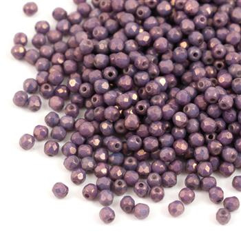 Fire Polish 3mm Chalk White Lila Vega Luster [40szt]