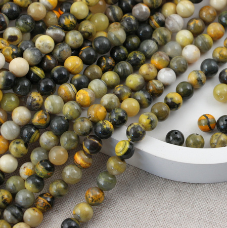 Jaspis trzmieli bumblebee kula gładka 7mm