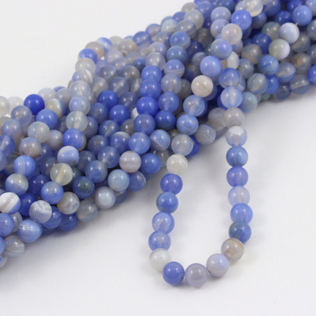 Agat niebieski kula gładka 8mm [sznur 38cm]