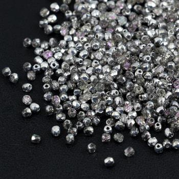 Fire Polish 2mm Crystal Silver Rainbow [80szt]