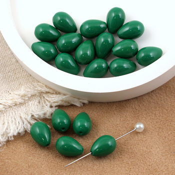 Koralik szklany kropla zielona 12x8mm