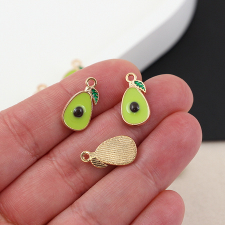 Zawieszka złota emaliowana awokado 18x9mm