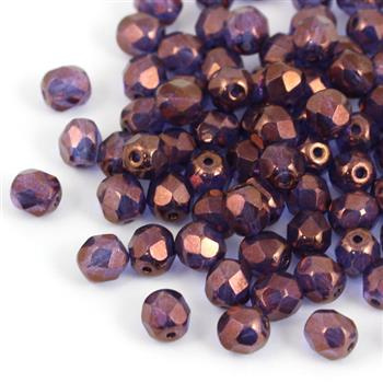 Fire Polish 6mm Aquamarine Lila Vega Luster [20szt]