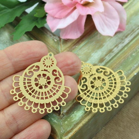 Baza ażurowa stal szlachetna pozłacana 36x32mm