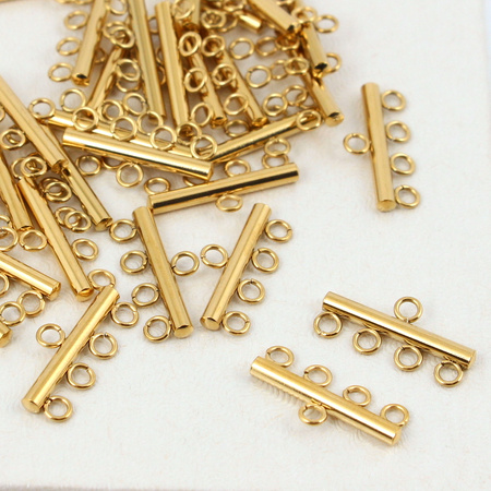 Łącznik rozdzielacz na 4 sznury stal szlachetna pozłacana 20mm