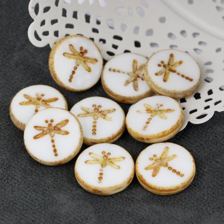 Dragonfly Beads Alabaster Travertine 17mm