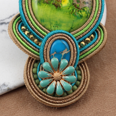 Element ozdobny kwiatek emaliowany zielony 18mm