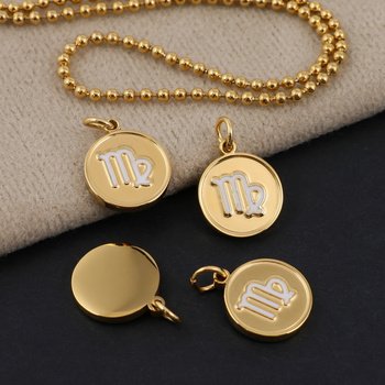 Zawieszka stal szlachetna pozłacana emaliowana znaki zodiaku Panna 12mm