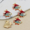 Zawieszka złota emaliowana kolorowa ryba 16x16mm