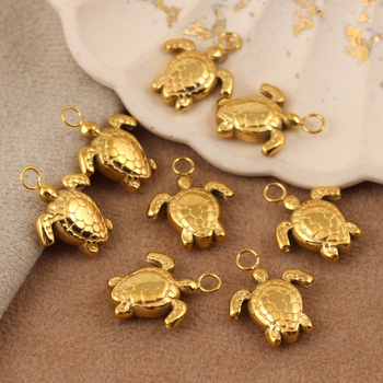 Zawieszka żółw stal szlachetna pozłacana 18x15mm