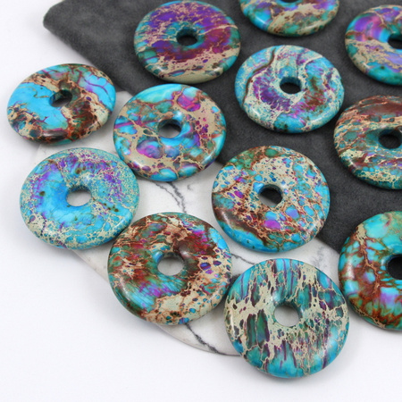 Zawieszka jaspis lazurowe wybrzeże donut niebieski 40mm