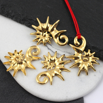 Zawieszka muszla stal szlachetna pozłacana PVD 32x24mm