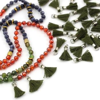 Mini chwost ze srebrnym ogniwem i tulejką oliwkowy 12x2mm [4szt]