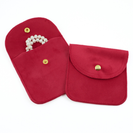 Welurowa torebka kieszonka z zatrzaskiem różowa 10x10cm