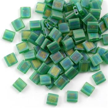 Miyuki Tila Beads 5x5x1,9mm Transparent Green Matted [30szt]