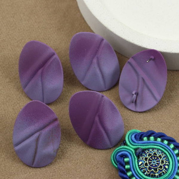 Bigle ozdobne listki fioletowe 28x20mm [para]