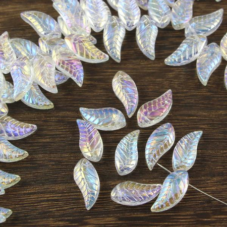Listek szklany crystal AB 18x8mm [4szt]