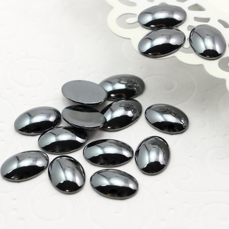 Kaboszon hematyt owal grafitowy 14x10mm