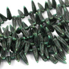 Bird Feather Beads Turquoise Green Travertine/Black 5x17mm [6szt]