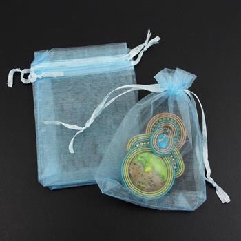 Woreczek z organzy błękitny 12x10cm