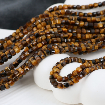 Tygrysie oko kostka fasetowana 3,5mm [sznur 39cm]