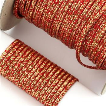 Sznurek sutasz POLSKI 3mm melanż czerwony + złoty [1metr]